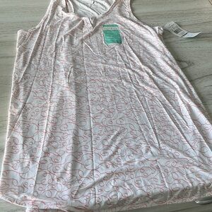 Women's White and Pink Patterned sleeveless nightgown